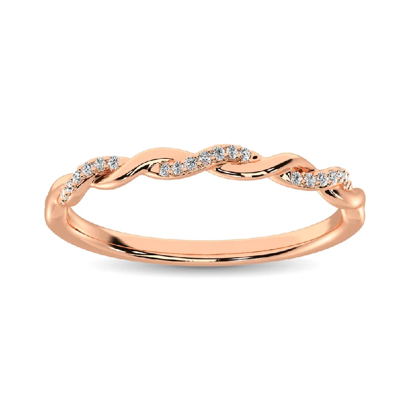 Women’s minimalist engagement rings-10K Rose Gold 1/20 Ctw Diamond Annivesary Band