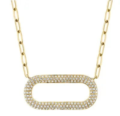 Women’s layered gold necklaces-0.36CT DIAMOND PAPER CLIP LINK NECKLACE