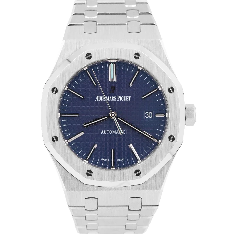 Unisex leather band watches-MINT Audemars Piguet Royal Oak BLUE 41mm Stainless Watch 15400ST.OO.1220ST.03