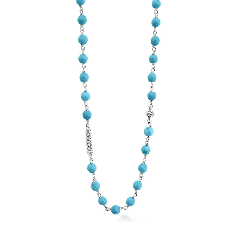 Women’s diamond tennis necklaces-Caviar Icon Long Turquoise Beaded Necklace