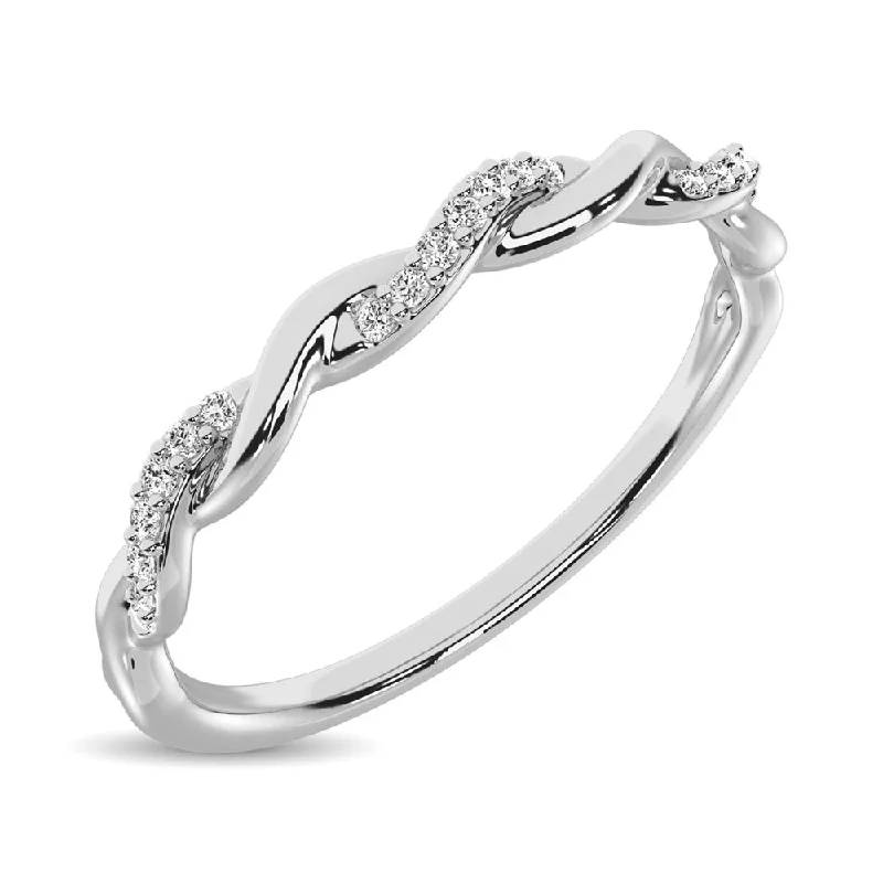 Women’s bold engagement rings-10K White Gold 1/20 Ctw Diamond Annivesary Band