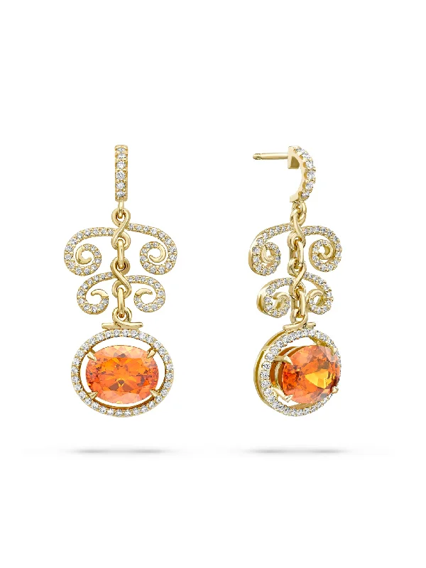 Women’s chic earrings-A Family Journey Vienna Mandarin Garnet Yellow Gold Earrings