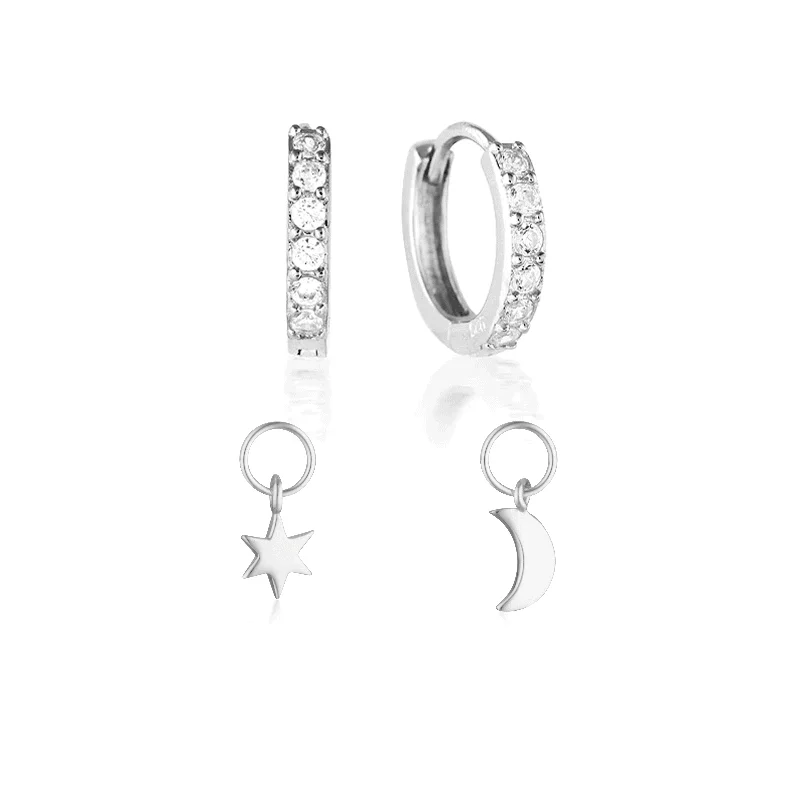 Women’s contemporary earrings-Build Your Earring Set Jet Silver