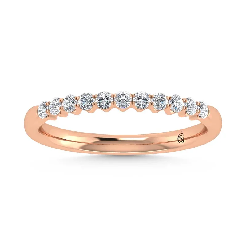 Women’s unique solitaire engagement rings-14K Rose Gold Lab Grown Diamond 1/4 Ct.Tw. Band