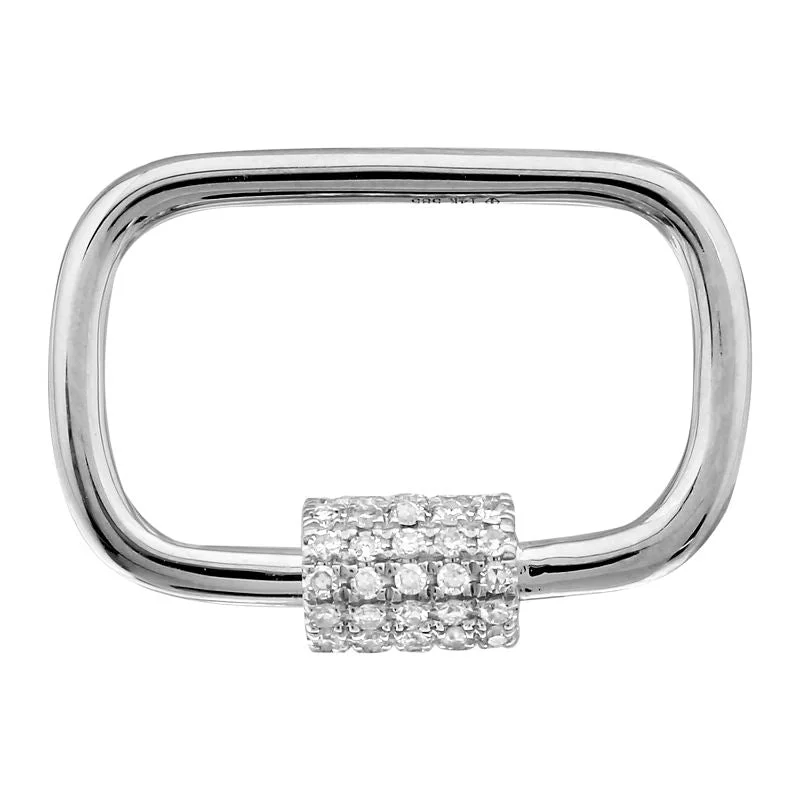 Women’s intricate engagement rings-14k White Gold Diamond Carabiner Charm