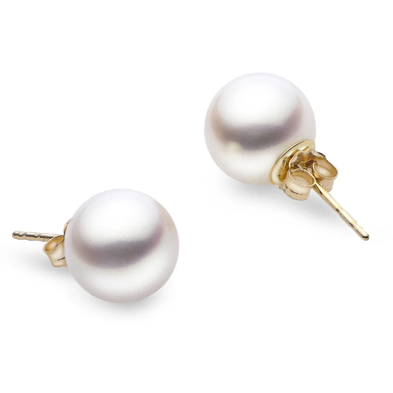 Women’s gold statement earrings-14K Yellow Gold Signature High Luster Akoya Pearl Stud Earrings