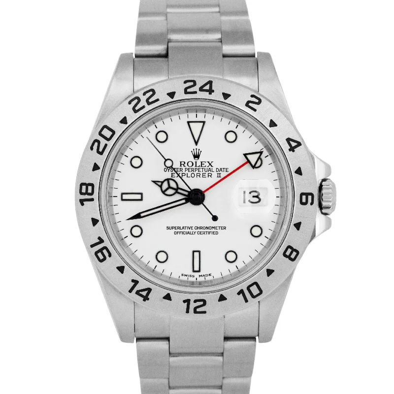 Unisex analog watches-MINT Rolex Explorer II 40mm White Stainless Steel NO-HOLES CASE GMT Watch 16570