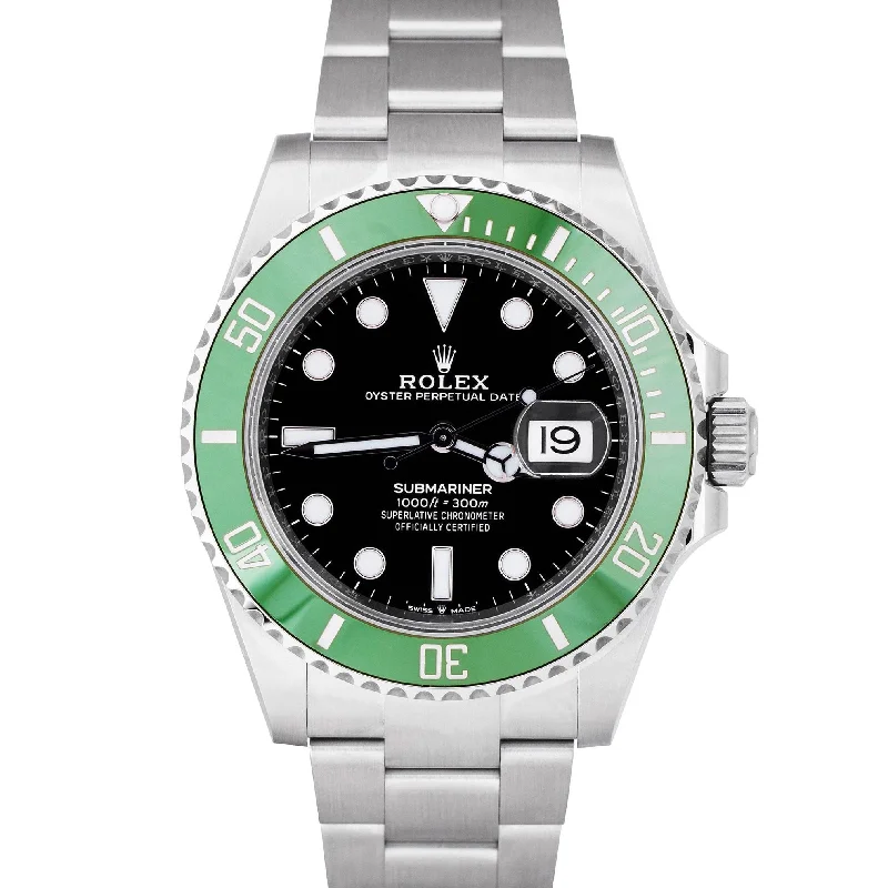 Unisex elegant digital watches-NEW AUG 2024 PAPERS Rolex Submariner 41mm Kermit Green Steel Watch 126610 LV BOX