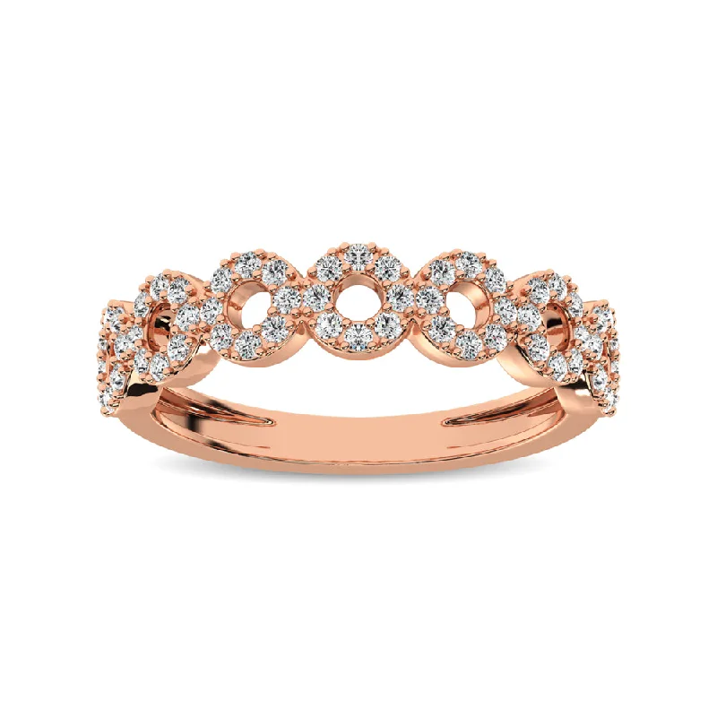 Women’s platinum diamond halo engagement rings-14K Rose Gold 1/3 Ct.Tw. Diamond 7 Station Stackable Band