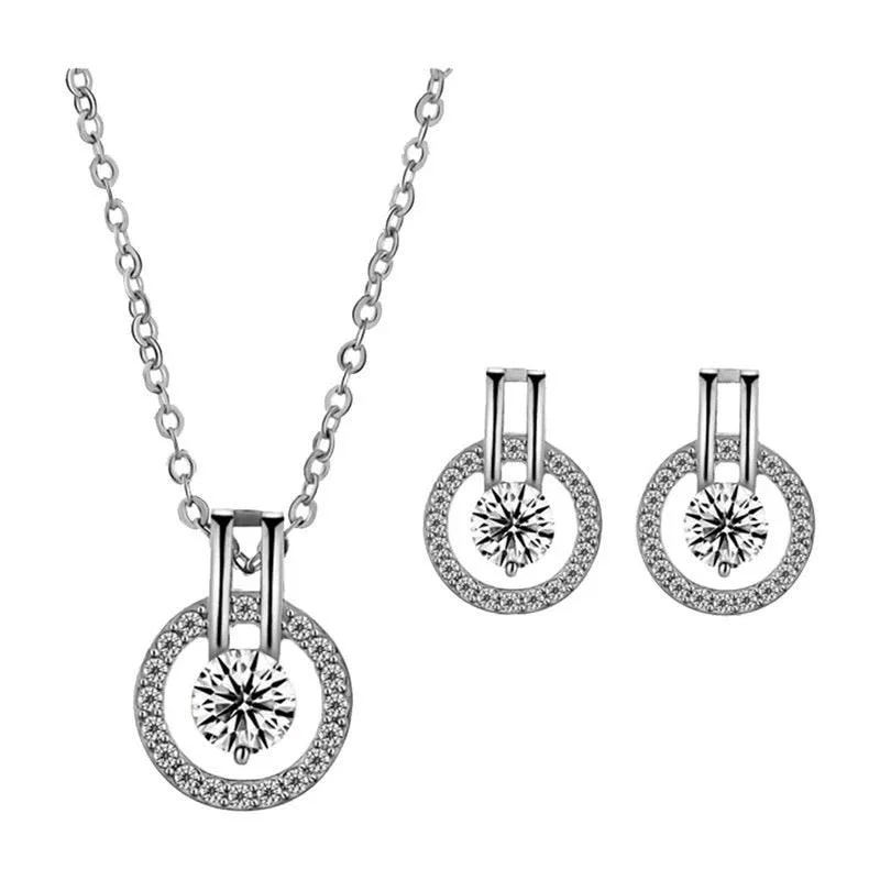 Women’s personalized necklaces-Cubic Zirconia Necklace and Earring Set