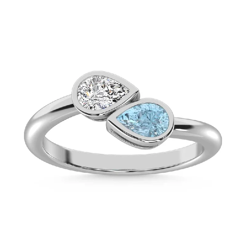 Women’s colored gemstone engagement rings-14K White Gold Lab Grown Blue Diamond 1/4 Ct.Tw. Pear Shape Ring