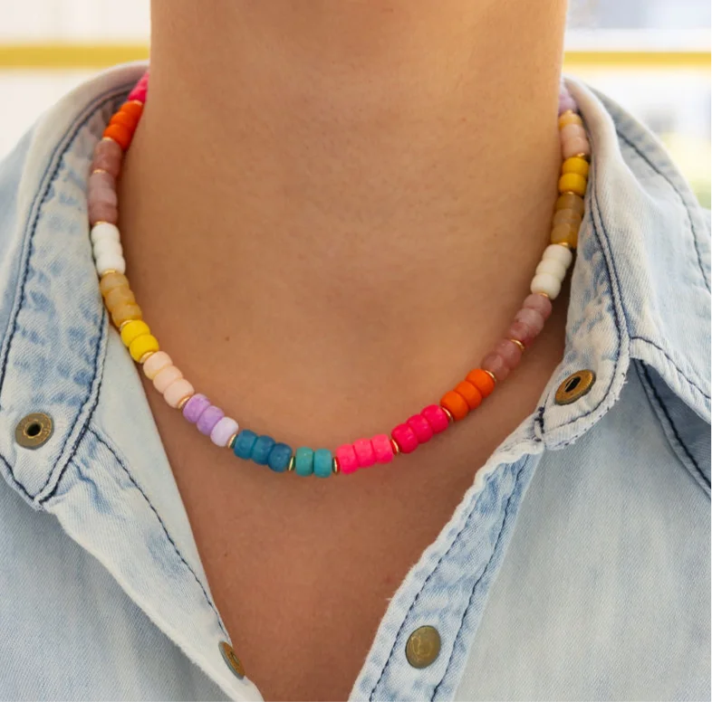 Women’s heart-shaped necklaces-Colorful Staple Necklace