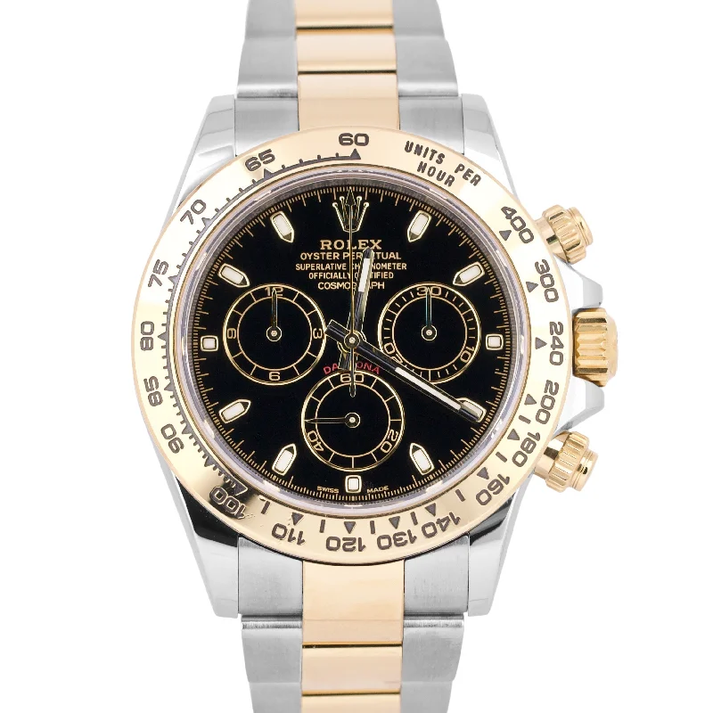 Unisex analog watches-2021 PAPERS Rolex Daytona Black Two-Tone 18K Gold Stainless Steel 116503 B+P