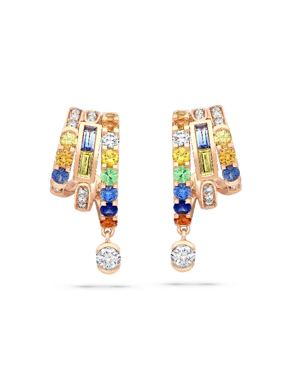 Women’s diamond stud earrings-The Boodles National Gallery Collection - Play of Light Rose Gold Multi-Gem Earrings