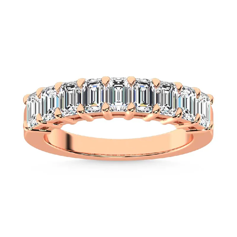 Women’s classic engagement rings-14K Rose Gold Lab Grown Diamond 2 Ct.Tw. Half Way Emerald Band