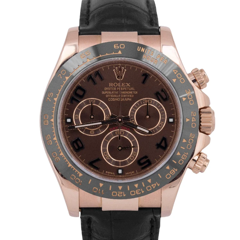 Unisex blue dial watches-MINT PAPERS Rolex Daytona Chocolate Arabic 18K Rose Gold Ceramic 116515 40mm BOX