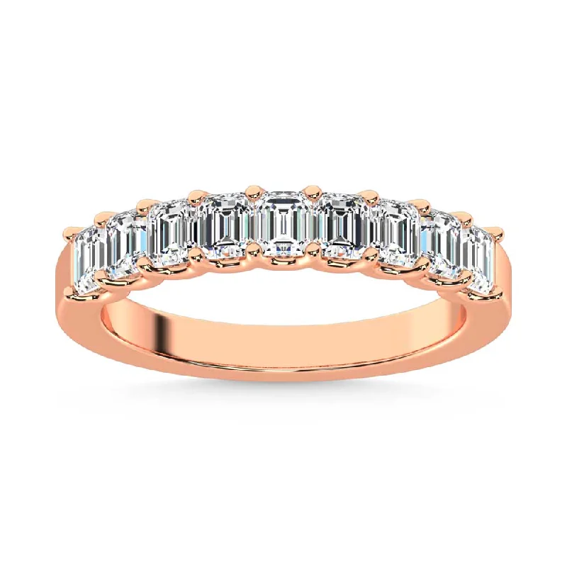 Women’s luxury engagement rings-14K Rose Gold Lab Grown Diamond 1 Ct.Tw. Half Way Emerald Band