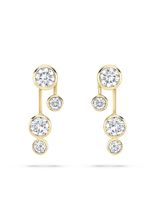 Women’s crystal stud earrings-Raindance Detachable Double Drop Yellow Gold Earrings