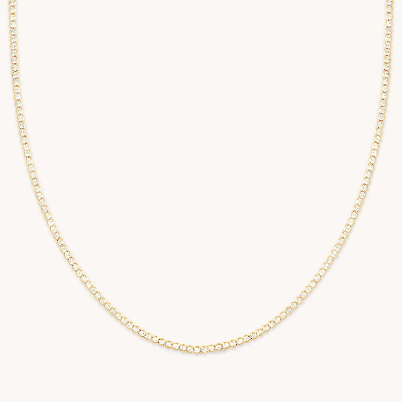 Women’s layered silver necklaces-Gleam Tennis Chain Necklace in Gold