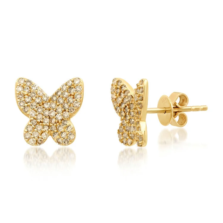 Women’s sparkling engagement rings-DIAMOND BUTTERFLY STUDS, GOLD