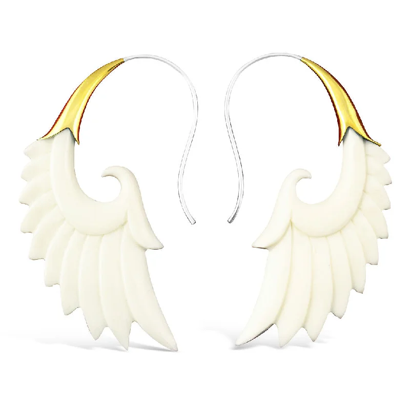 Women’s elegant drop earrings-<span>ESB-068<span>: </span></span>Shira Wings - Bone