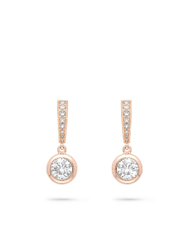 Women’s fashion hoop earrings-Classic Rose Gold Diamond Drop Earrings