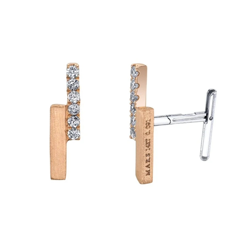 Women’s multi-colored earrings-14K Rose Gold 0.09ct. Pave Diamond Geometric Fashion Stud Earrings