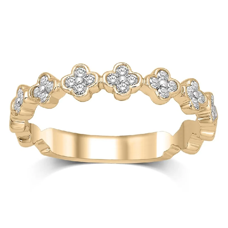 Women’s brilliant-cut engagement rings-14K Yellow Gold 1/4 Ct.Tw.Diamond Stackable Band