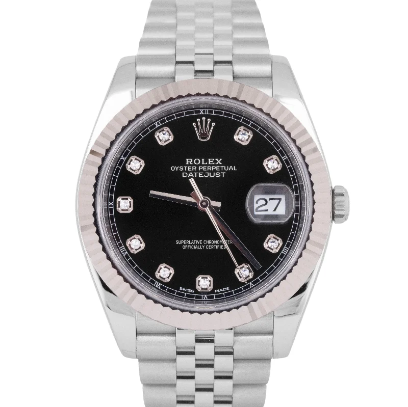 Unisex black watches-MINT PAPERS Rolex DateJust 126334 FACTORY BLACK DIAMOND 41mm JUBILEE Watch BOX