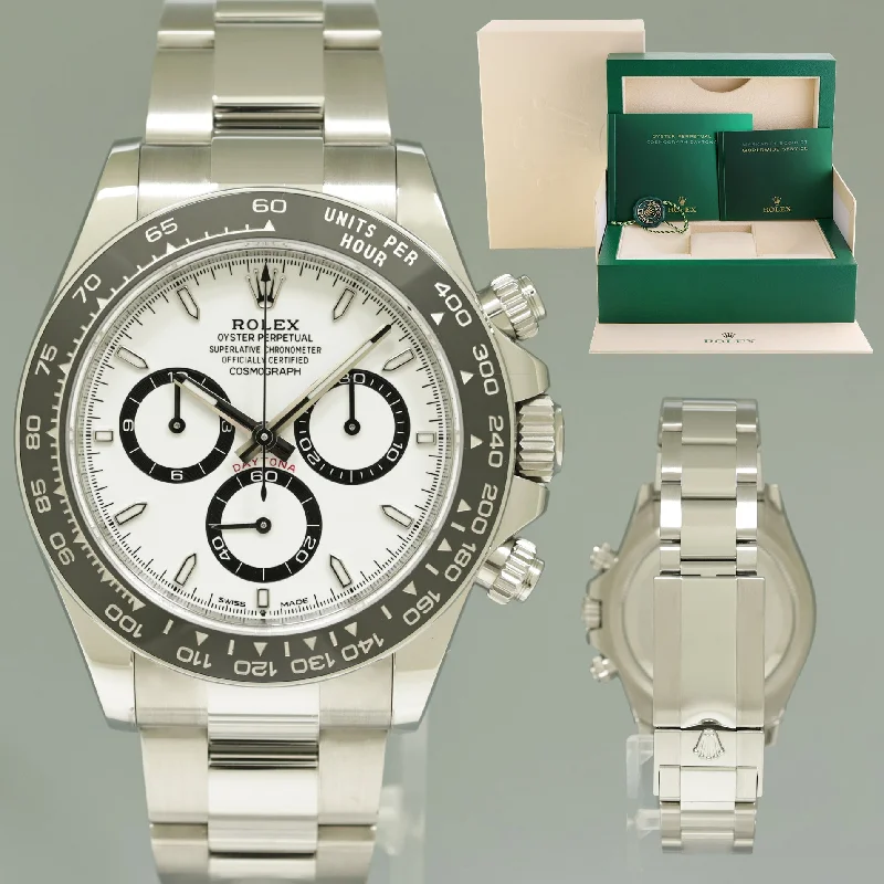 Unisex round watches-2024 NEW Rolex Daytona 126500LN White Dial Chrono Cosmograph Panda Steel Watch