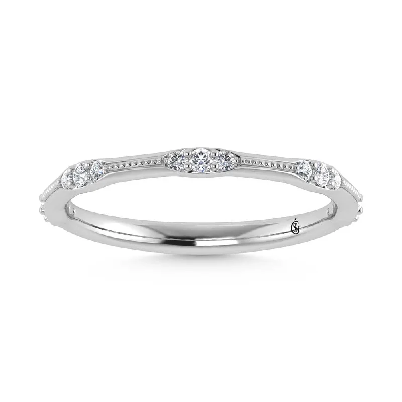 Women’s luxurious engagement rings-1/64K White Gold Lab Grown Diamond 1/6 Ct.Tw. Band