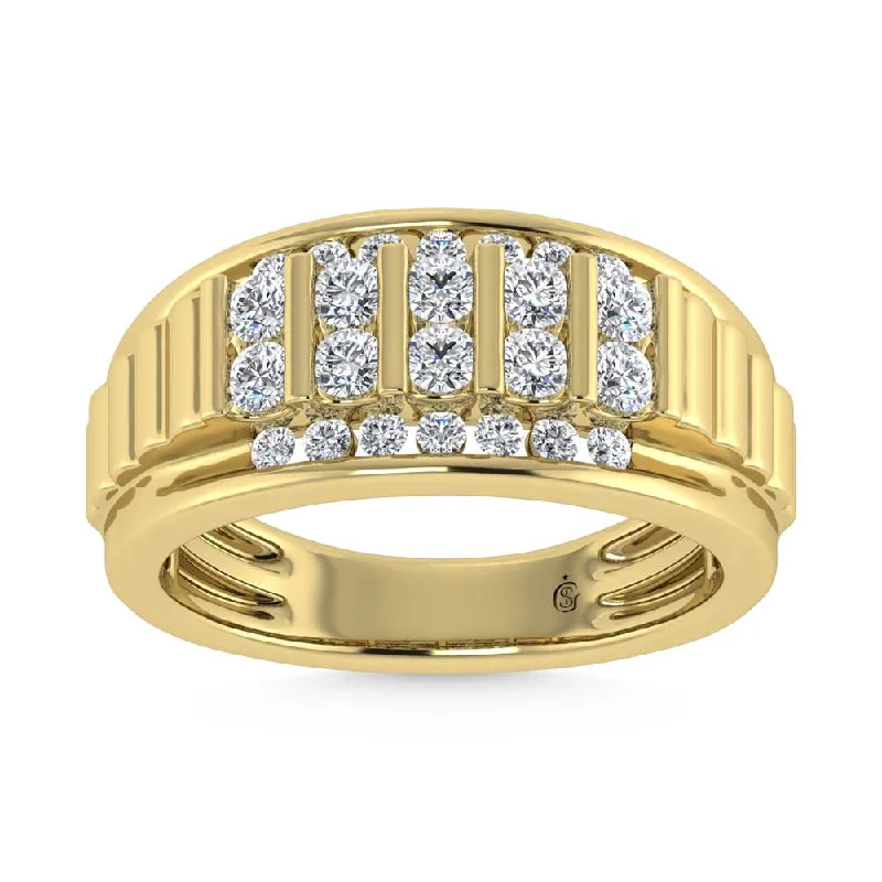 Women’s blue diamond engagement rings-14K Yellow Gold Lab Grown Diamond 1 Ct.Tw. Mens Ring