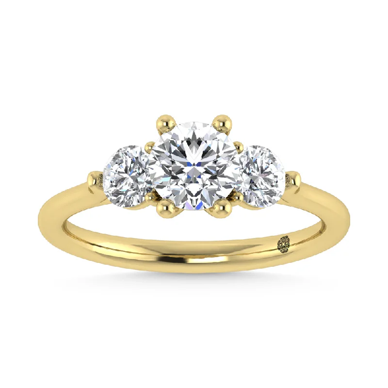 Women’s heart-shaped engagement rings-14K Yellow Gold Lab Grown Diamond 1 1/4 Ct.Tw. Three Stone Ring (Center 3/4 ct)