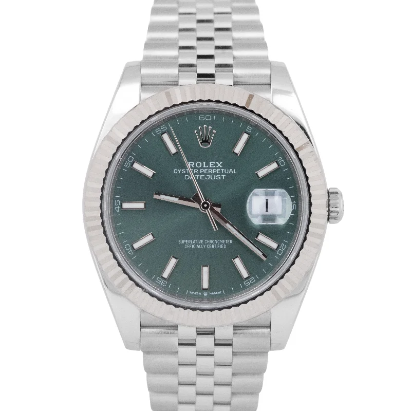 Unisex fitness trackers-MINT 2024 PAPERS Rolex DateJust 41 Mint Green JUBILEE 41mm Watch 126334 BOX