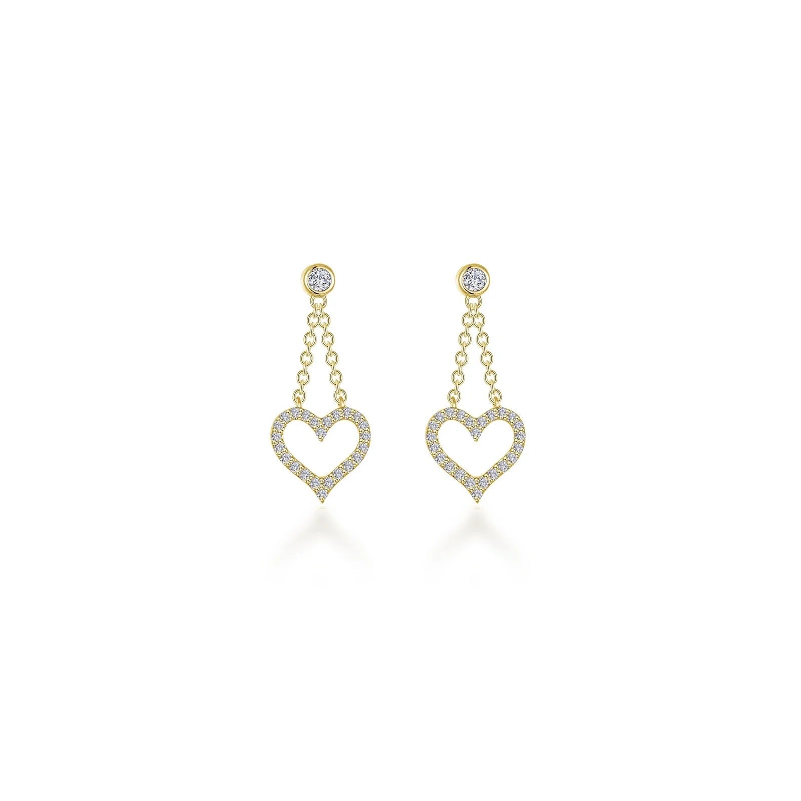 Women’s radiant gemstone earrings-Lafonn Simulated Diamond Cut-Out Heart Dangle Earrings E0616CLG00