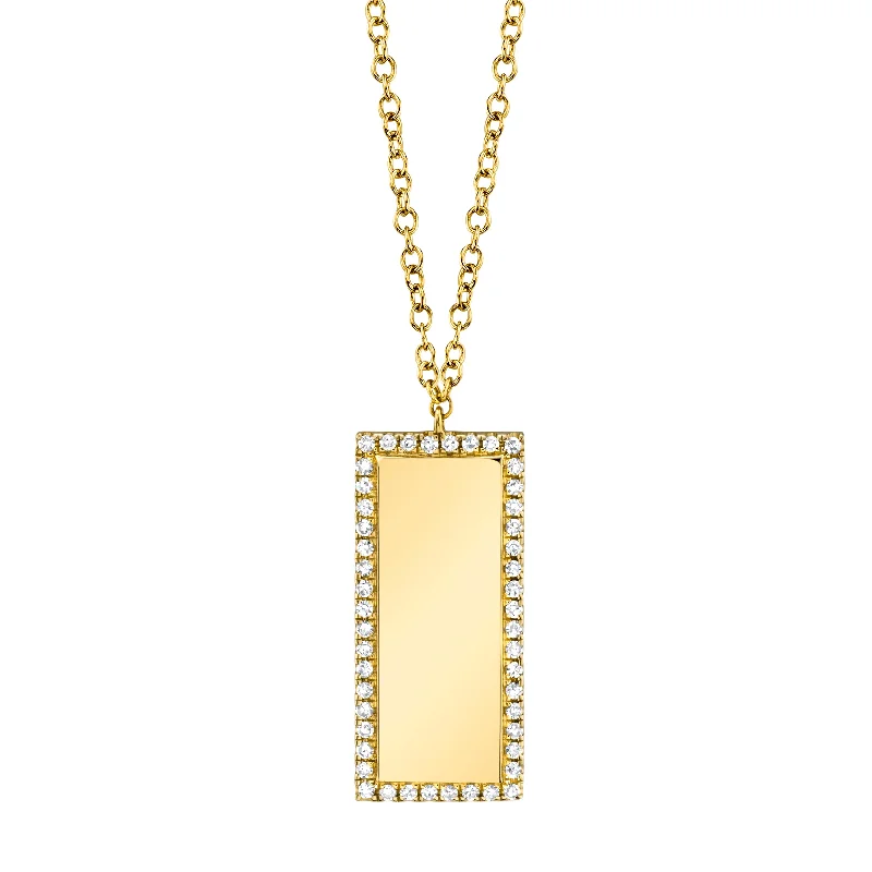 Women’s personalized necklaces-14K Yellow Gold Vertical Diamond Bar Pendant