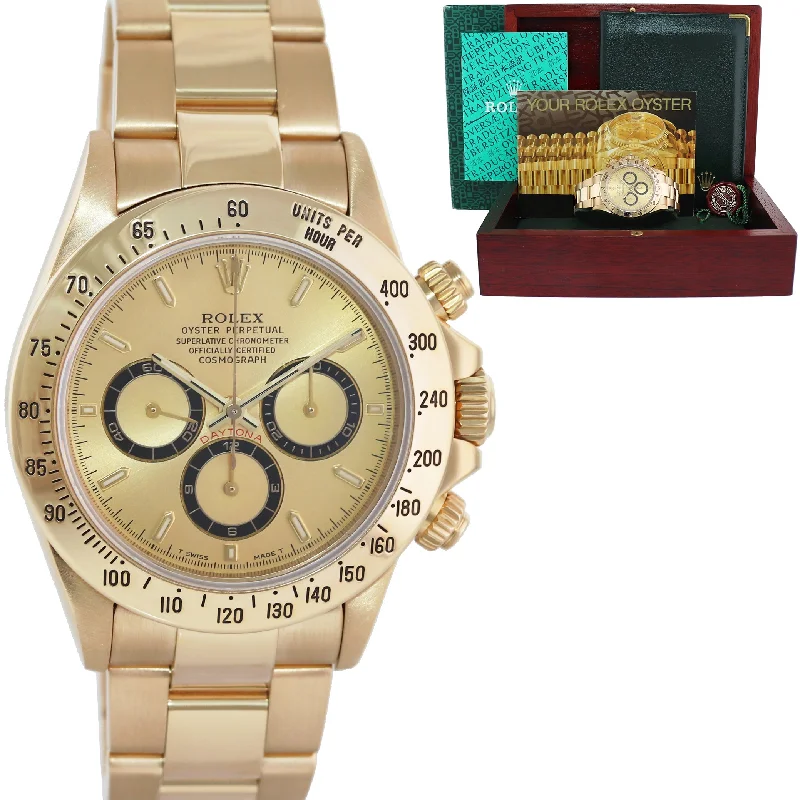 Unisex trendy watches-1995 Rolex Daytona 16528 Zenith Champagne Chrono Yellow Gold Watch Box