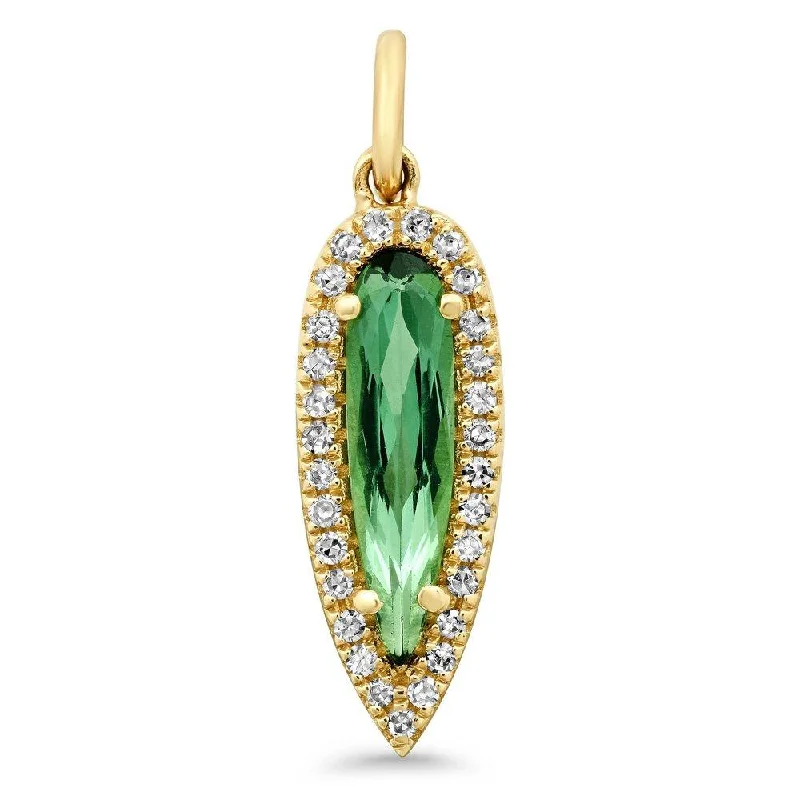 Women’s sustainable engagement rings-VERIDIAN GREEN TOURMALINE & DIAMOND CHARM, GOLD