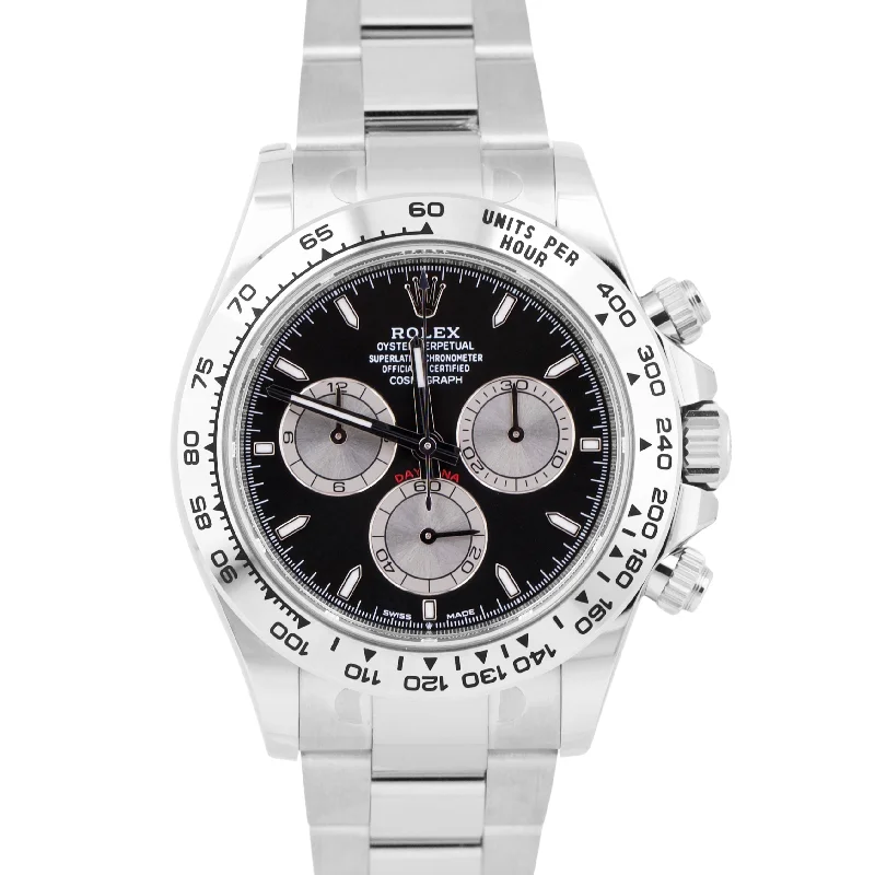 Unisex stylish sports watches-2023 NEW PAPERS Rolex Daytona Cosmograph Black 18K White Gold 40mm 126509 BOX