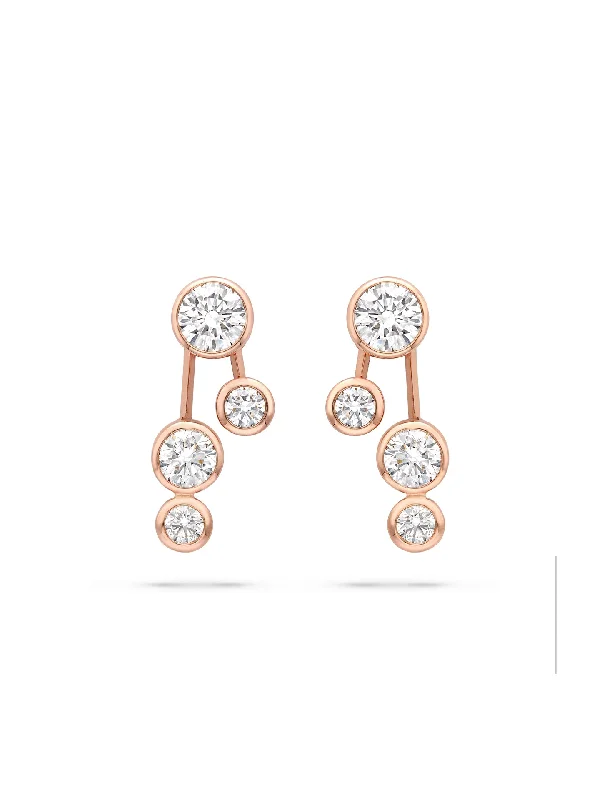 Women’s sparkly diamond earrings-Raindance Large Detachable Double Drop Rose Gold Earrings