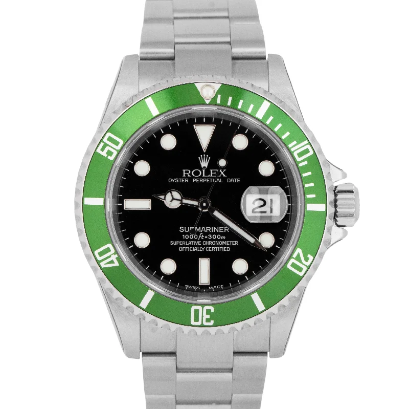 Unisex high-performance watches-NOS STICKERED PAPERS Rolex Submariner Date 40mm KERMIT F-Serial 16610 LV BOX