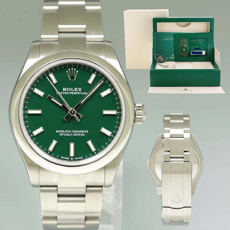 Unisex smartwatches for Android-2021 NEW PAPERS Rolex Oyster 277200 Perpetual 31mm Green Dial Watch Box