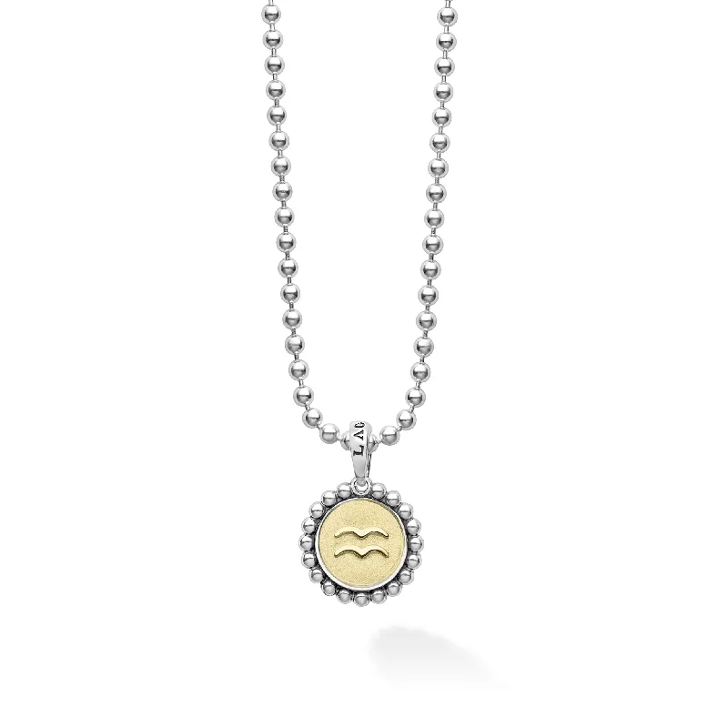 Women’s delicate necklaces-Signature Caviar Aquarius Zodiac Charm Necklace