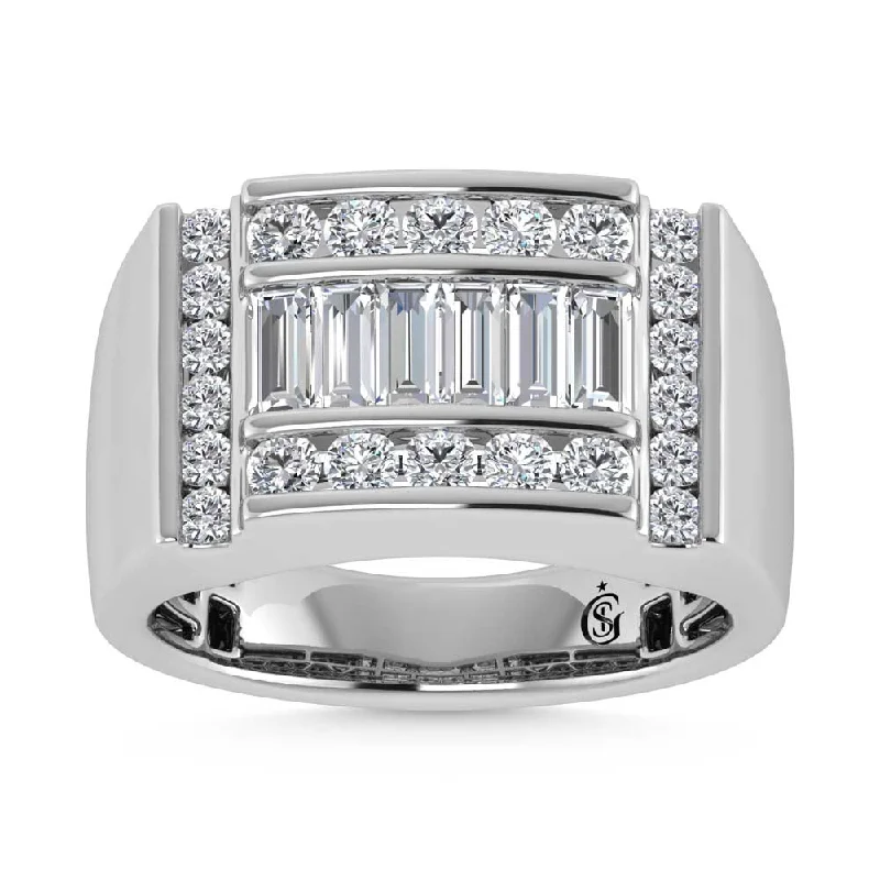 Women’s square diamond engagement rings-14K White Gold  1 5/8 Ct.Tw. Lab Grown Diamond Mens Ring