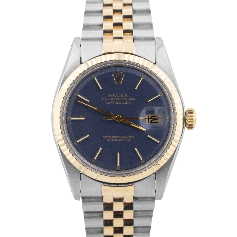 Unisex budget-friendly watches-Rolex DateJust 36mm Blue Two-Tone 14K Gold Stainless Steel Jubilee Watch 1601