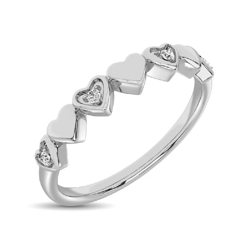 Women’s luxury solitaire engagement rings-14K White Gold Diamond Accent Little Heart Stackable Band