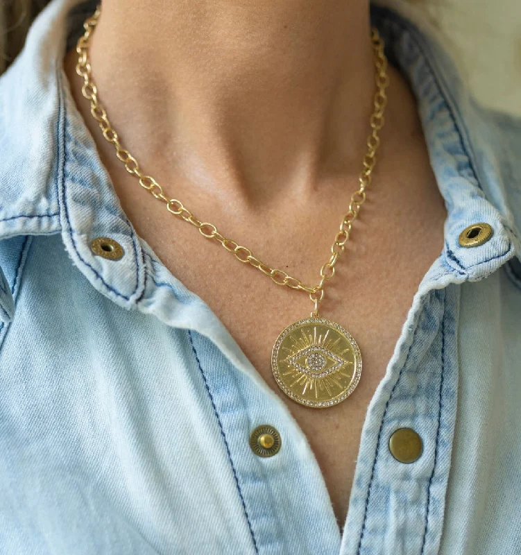 Women’s layered gold necklaces-Gold Protection Necklace