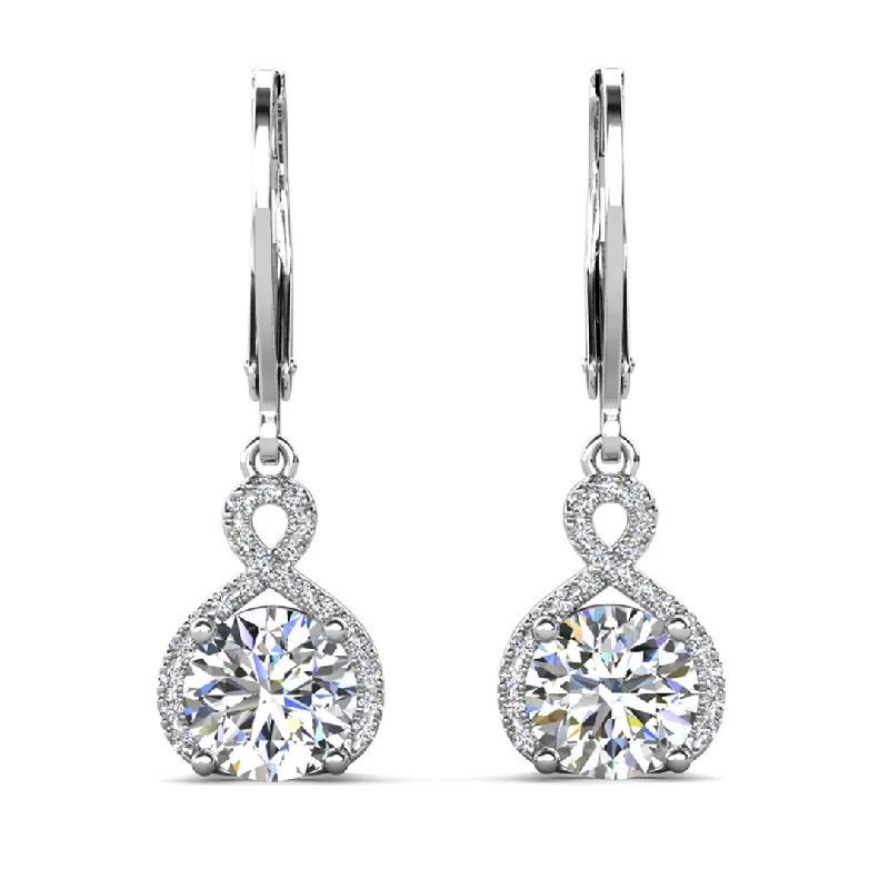 Women’s multi-colored earrings-Alessandra 18k White Gold Plated Infinity Drop Earrings with Simulated Diamond Crystals