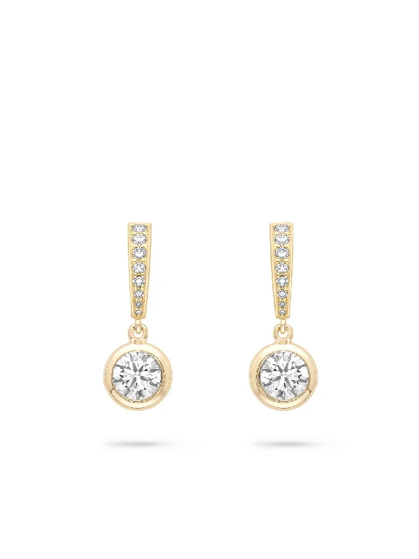 Women’s wedding earrings-Classic Yellow Gold Diamond Drop Earrings