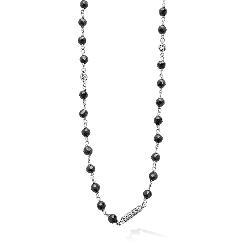 Women’s solitaire necklaces-Caviar Icon Long Black Ceramic Beaded Necklace